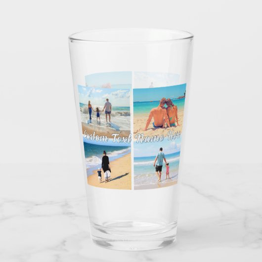 Uw Fotocollage Glas Gepersonaliseerde Tekst (Achterkant)