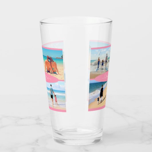 Uw fotocollage glas met aangepaste tekst (Links)