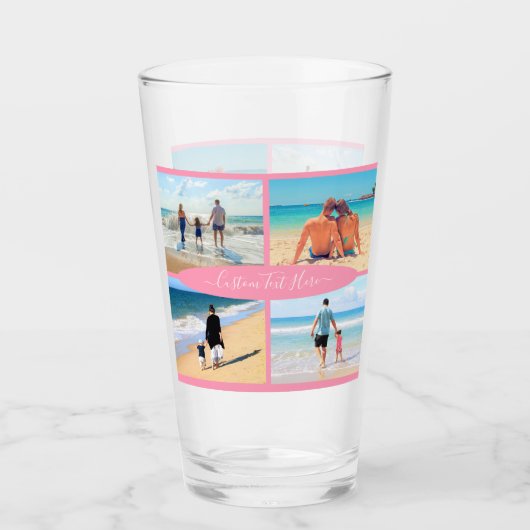 Uw fotocollage glas met aangepaste tekst (Voorkant)