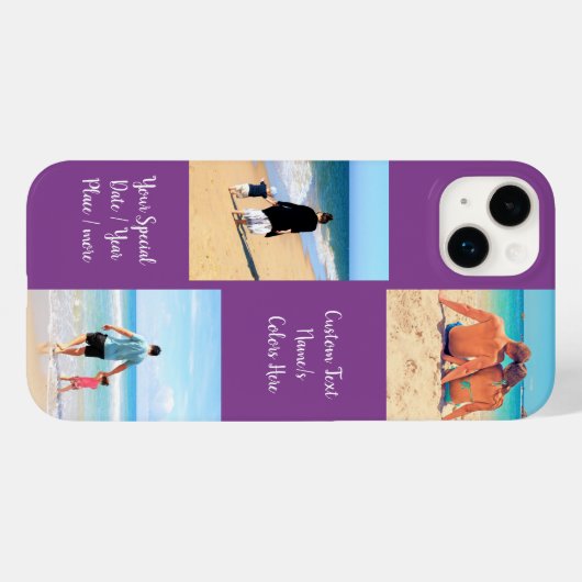 Uw Fotocollage iPhone Case Aangepaste tekstnaam (Achterkant (horizontaal))