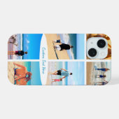 Uw fotocollage iPhone hoesje met aangepaste tekst iPhone 15 Case (Achterkant horizontaal)