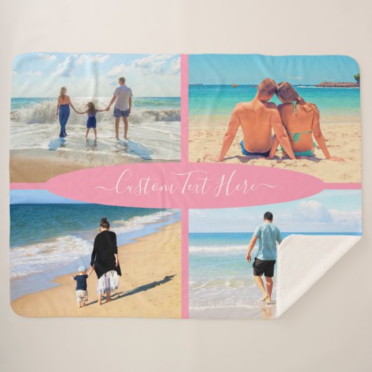 Uw fotocollage Sherpa deken met aangepaste tekst (Voorkant (horizontaal))