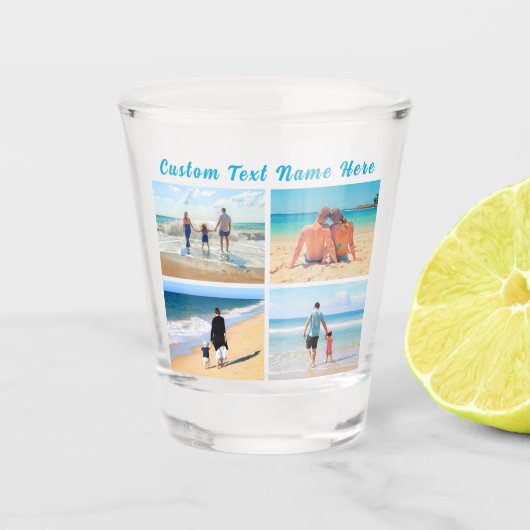 Uw Fotocollage Shot Glass Gift en aangepaste tekst Glas (Voorkant)