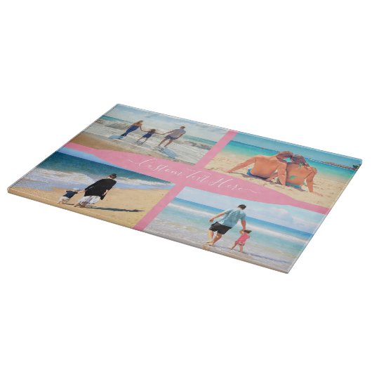 Uw fotocollage snijplank met aangepaste tekst (Hoek)