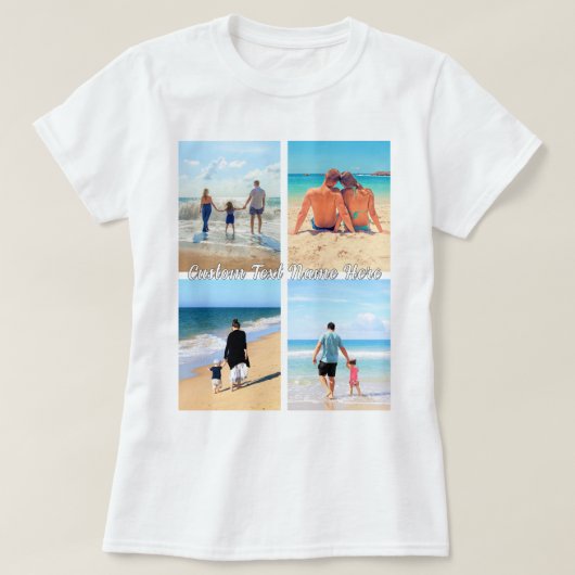 Uw fotocollage T-shirt met aangepaste tekst (Design voorkant)