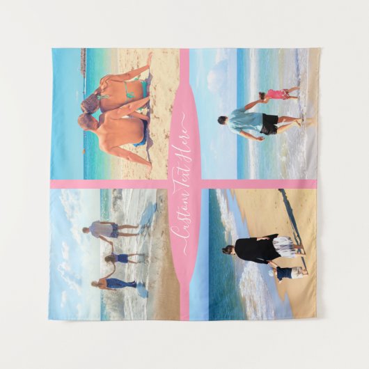 Uw Fotocollage Tapetsy met aangepaste tekst Wandkleed (Voorkant)