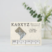 Uw fotodistrict Columbia Cutout Custom QSL Briefkaart (Staand voorkant)