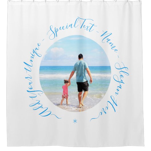 Uw Fotodouchegordijn met aangepaste tekst Douchegordijn (Voorkant)