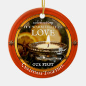 Uw fotofestive kaars licht kerstmis keramisch ornament (Voorkant)