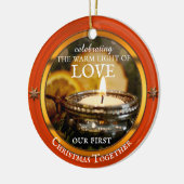 Uw fotofestive kaars licht kerstmis keramisch ornament (Links)