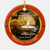 Uw fotofestive kaars licht kerstmis keramisch ornament (Achterkant)