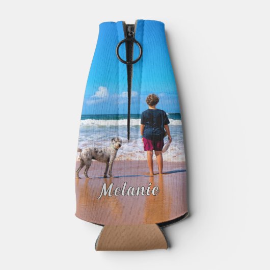 Uw Fotofleskoeler met aangepaste naamtekst Flesjeskoeler (Achterkant)