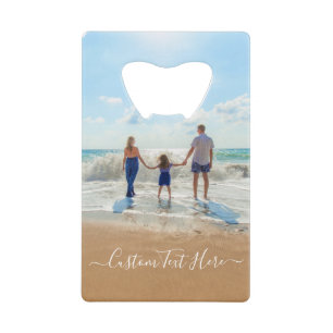Uw fotoflessenopener met aangepaste tekst creditkaart flessenopener