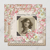 Uw fotogedenkdienst Elegant Rozen Pearls Kaart (Voorkant / Achterkant)