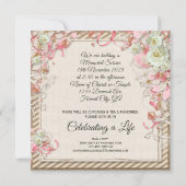 Uw fotogedenkdienst Elegant Rozen Pearls Kaart (Achterkant)