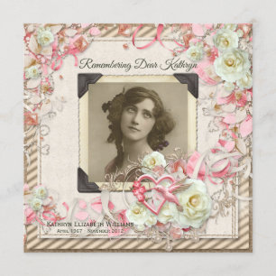 Uw fotogedenkdienst Elegant Rozen Pearls Kaart