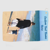 Uw fotogolftermet cadeau met aangepaste tekst golfhanddoek (Horizontaal)
