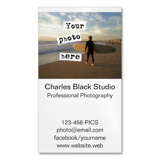 Uw fotografie Professional Plain White Magnetisch Visitekaartje (Voorkant Verticaal)