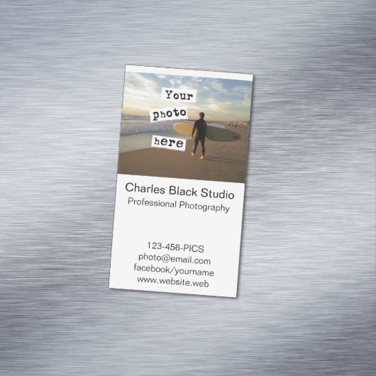 Uw fotografie Professional Plain White Magnetisch Visitekaartje (Voorbeeld)