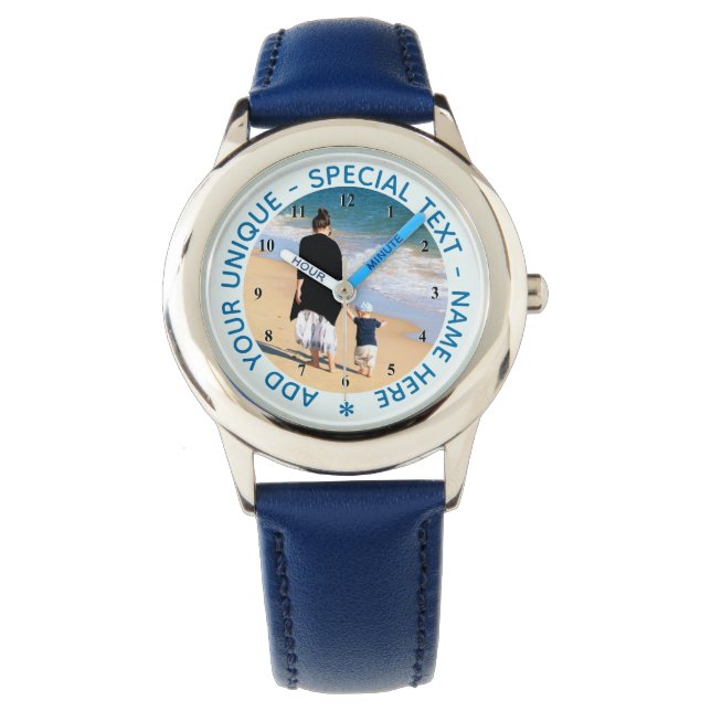 Uw fotohorloge en aangepaste tekst gepersonaliseer horloge (Voorkant)