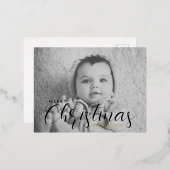  Uw fotokerstkaart | Prettig Kerstmis Folie Folie Feestdagen Briefkaart (Voorkant / Achterkant)