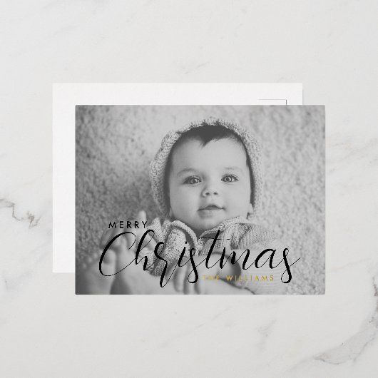 Uw fotokerstkaart | Prettig Kerstmis Folie Folie Feestdagen Briefkaart (Voorkant / Achterkant)