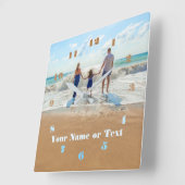 Uw fotoklok met aangepaste tekstnummers Lettertype Vierkante Klok (Hoek)