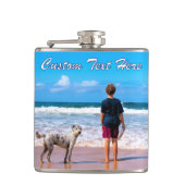 Uw fotokolf gepersonaliseerd met aangepaste tekst heupfles (Voorkant)