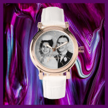 Uw fotonaam Roos Gold Women's White Band Wrist