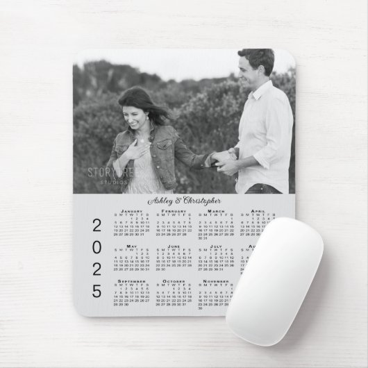 Uw fotonamen Gepersonaliseerde Grijze Kalender 202 Muismat (Met muis)
