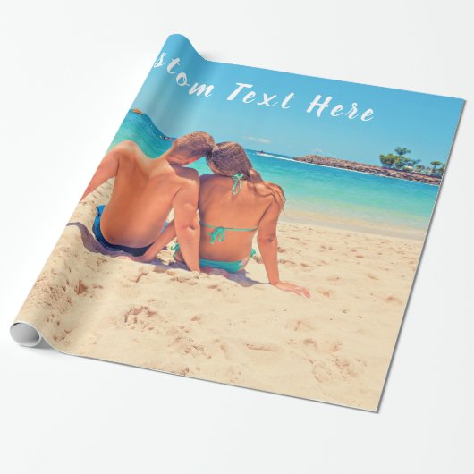 Uw fotopapier met aangepaste tekst cadeaupapier (Uitgerold)