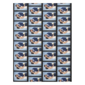 Uw fotopatroon op zwart gepersonaliseerd tafelkleed (Voorkant)