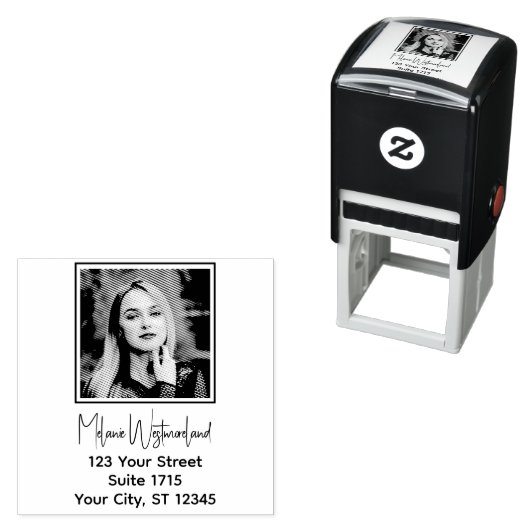 Uw fotoportret #1 Rect Naam Retouradres Zelfinktende Stempel (In situ)