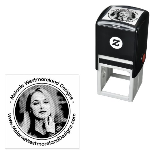 Uw fotoportret #1NF Ronde Naam Website Zelfinktende Stempel (In situ)