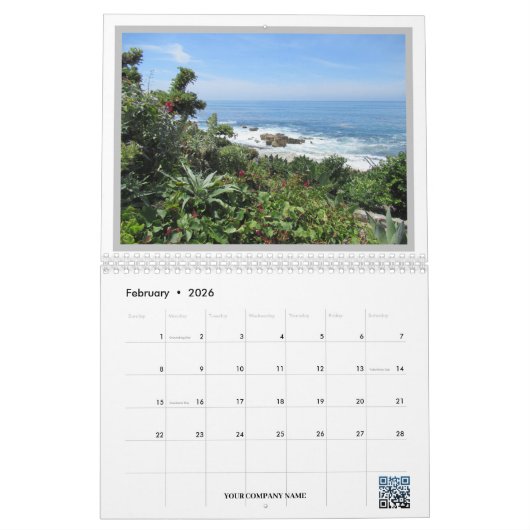 Uw foto's 20XX Business Logo QR Code Wall Kalender (Feb 2026)