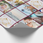 Uw foto's aangepaste collage Modern Bourgondië Cadeaupapier (Hoek)