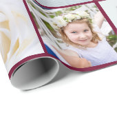 Uw foto's aangepaste collage Modern Bourgondië Cadeaupapier (Rol Hoek)