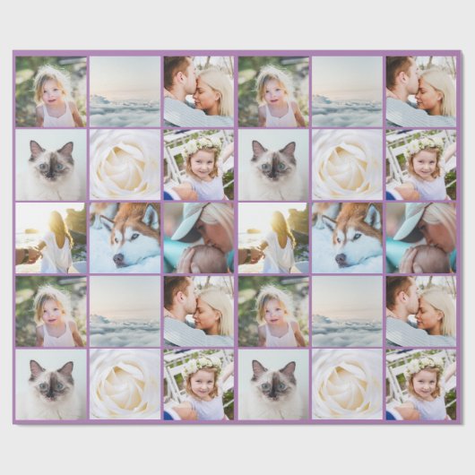 Uw Foto's Aangepaste Collage Moderne Lavendel Cadeaupapier (Vlak)