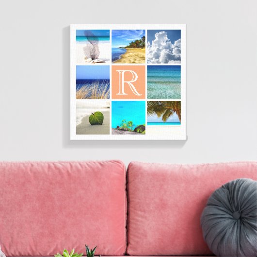 Uw foto's collage Sjabloon met monogram Canvas Afdruk (Insitu (Woonkamer))