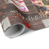 Uw foto's Donker Hout Feestelijke Kerstmis Cadeaupapier (Rol Hoek)