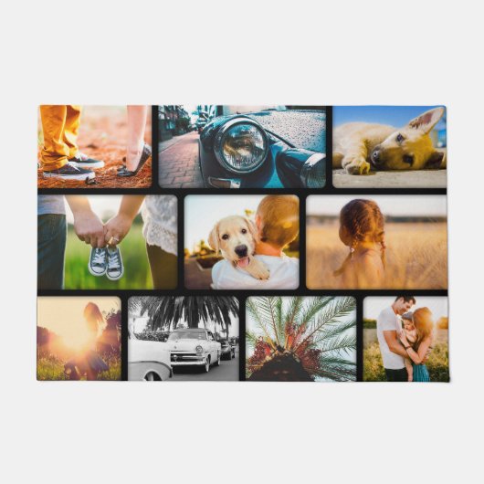 Uw foto's Doormat Collage Black Deurmat (Voorkant)