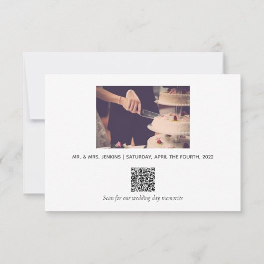 Uw foto's en herinneringen QR code bruiloft Bedankkaart (Achterkant)
