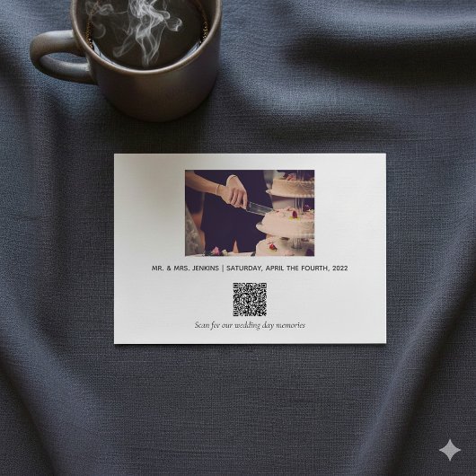 Uw foto's en herinneringen QR code bruiloft Bedankkaart