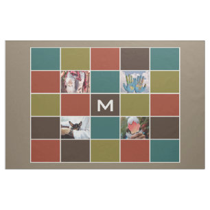 UW FOTO'S EN MONOGRAM aangepaste fabric Stof