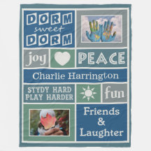 UW FOTO'S EN NAAM aangepaste dorm room fleece deke