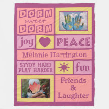 UW FOTO'S EN NAAM aangepaste dorm room fleece deke