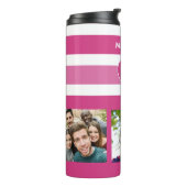 UW FOTO'S EN NAAM Stripes Patroontroop Thermosbeker (Gedraaid links)