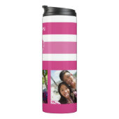 UW FOTO'S EN NAAM Stripes Patroontroop Thermosbeker (Geroteerd rechts)