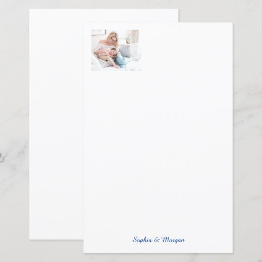 Uw foto's en namen in blauw script (Voorkant / Achterkant)