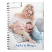 Uw foto's en namen in blauw script notitieboek (Voorkant)